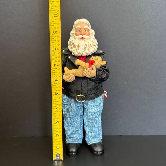 1997 Clothtique Possible Dreams Easy Ridin Santa Figure In Biker Jacket & Jeans - Picture 14 of 16